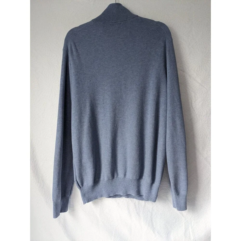 POLO RALPH LAUREN Pima Cotton Quarter-Zip Pullover Sweater Blue XXL Worn on TV